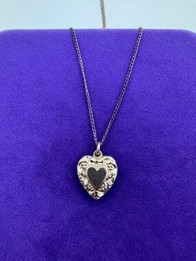 💛 Vintage 1/20 12k Gold Engraved Heart Pendant Necklace | Old Romantic